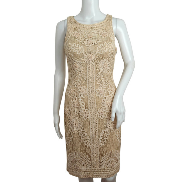 Sue Wong Nocturne Soutache Lace Cocktail Dress Size 2 Ivory Sheer Lined Wedding - Picture 2 of 14